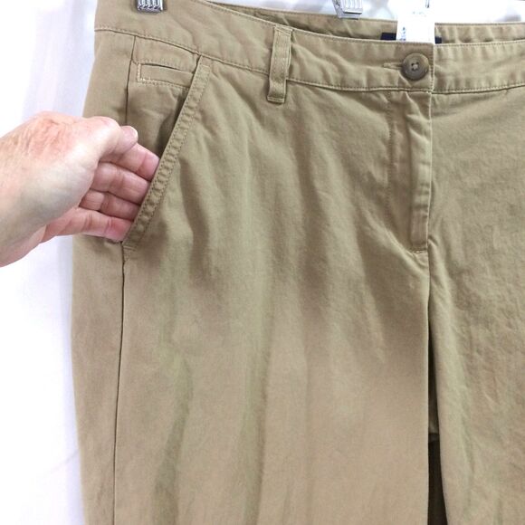 Lands' End Wide Leg Pants Tan Cotton Size 14 Casual Workwear Classic Fit - Picture 3 of 4